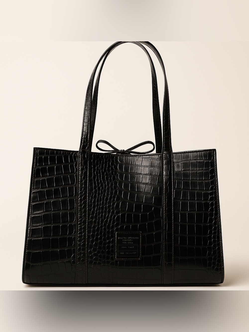Liz Claiborne Black Croc Embossed Shoulder Tote Purse Floral Lining